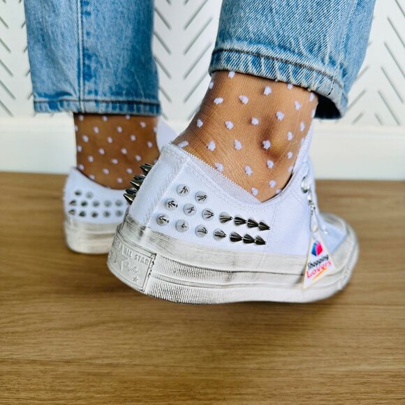 ⭐Rare Converse Chuck 70 Stud Low Edge 7 Women Shoes Sneakers White Punk A07208C⭐ - Picture 5 of 13
